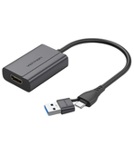 Переходник однонаправленный Vention HDMI - USB Type-C+USB Type-A, 0.15 м