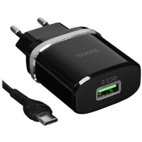 Сетевое зарядное устройство Hoco C12Q Smart черный