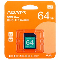 Карта памяти ADATA Premier Pro SDXC 64 ГБ [ASDX64GUI3V30S-R]