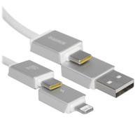 Кабель Baseus Lightning 8-pin, USB Type-C - USB Type-A, USB Type-C белый