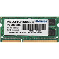 Оперативная память SODIMM Patriot Signature [PSD34G16002S] 4 ГБ