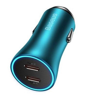 Автомобильное ЗУ Baseus Golden Contactor Pro Dual Type-C Car Charger синий