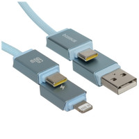 Кабель Baseus Lightning 8-pin, USB Type-C - USB Type-A, USB Type-C голубой