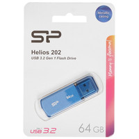Память USB Flash Silicon Power Helios 202 [3.2 Gen1, 64 Gb, металл, синий]