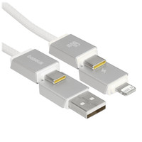 Кабель Baseus Lightning 8-pin, USB Type-C - USB Type-A, USB Type-C белый