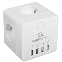 Сетевой фильтр Cablexpert CUBE-4-U4-W белый