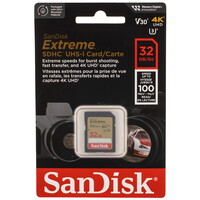 Карта памяти SanDisk Extreme SDHC 32 ГБ [SDSDXVT-032G-GNCIN]
