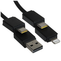 Кабель Baseus Lightning 8-pin, USB Type-C - USB Type-A, USB Type-C черный 0.6 м