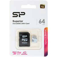 Карта памяти Silicon Power Superior microSDXC 64 ГБ [SP064GBSTXDA2V20SP]