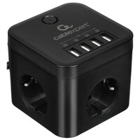 Сетевой фильтр Cablexpert CUBE-3-U4-B-1.5 черный