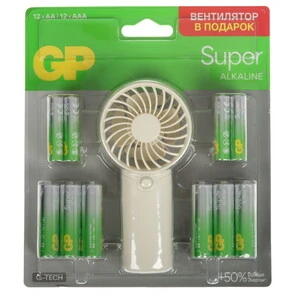 Обзор набора щелочных батареек GP Super G-Tech состоящего из 12 AA и 12 AAA и вентилятора