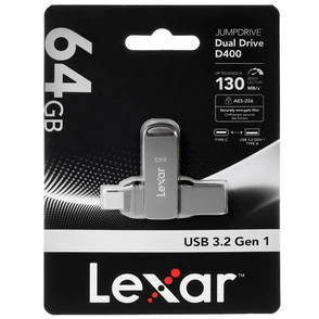 Память USB Flash 64 ГБ Lexar JumpDrive Dual Drive D400 [LJDD400064G-BNQNG]
