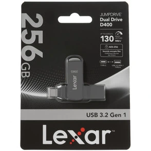 Память USB Flash 256 ГБ Lexar JumpDrive Dual Drive D400 [LJDD400256G-BNQNG]