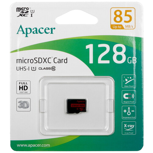 Купить Карта памяти Apacer microSDXC 128 ГБ [AP128GMCSX10U5-RA] в интернет-магазине DNS. Характеристики, цена  | 5456915.