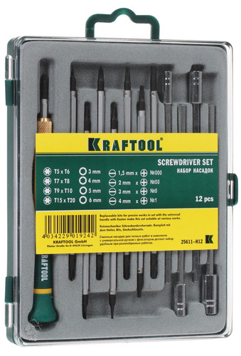 Купить Набор отверток с насадками Kraftool 25611-H12 в интернет-магазине DNS. Характеристики, цена Kraftool 25611-H12 | 1040147.