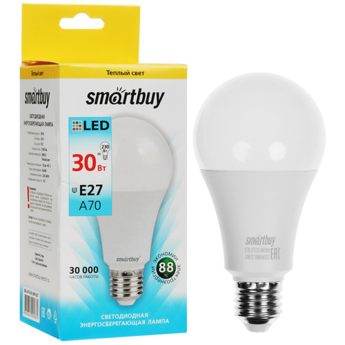Купить Лампа светодиодная Smartbuy A70-30W/3000/E27 в интернет-магазине DNS. Характеристики, цена Smartbuy A70-30W/3000/E27 | 9104976.