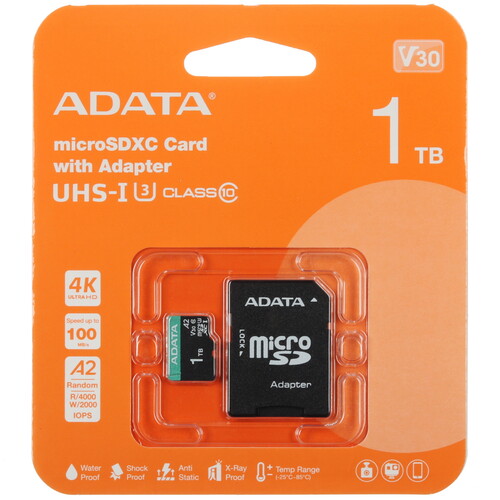 Купить Карта памяти ADATA Premier Pro microSDXC 1024 ГБ [AUSDX1TUI3V30SA2-RA1] в интернет-магазине DNS. Характеристики, цена  | 5449483.