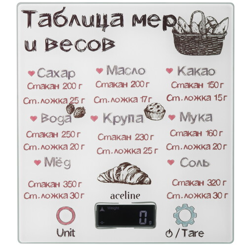 Купить Кухонные весы Aceline GM-20W белый в интернет-магазине DNS. Характеристики, цена Aceline GM-20W | 9100281.