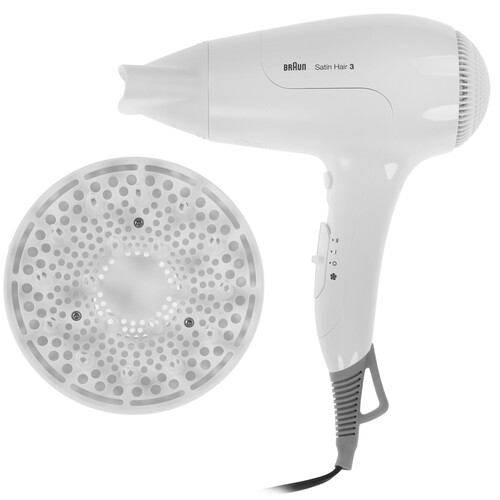Купить Фен Braun BRHD385E белый в интернет-магазине DNS. Характеристики, цена Braun BRHD385E | 9189077.