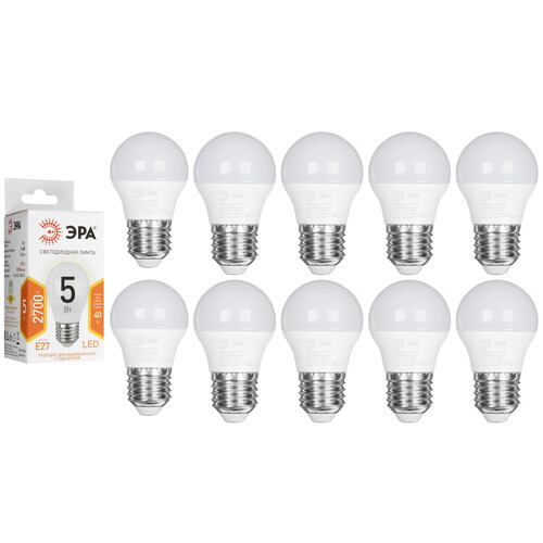 Купить Комплект светодиодных ламп ЭРА LED P45-5W-827-E27 в интернет-магазине DNS. Характеристики, цена ЭРА LED P45-5W-827-E27 | 5614994.