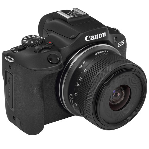 Купить Беззеркальный фотоаппарат Canon EOS R100 Kit 18-45mm F4.5-6.3 IS STM черный в интернет-магазине DNS. Характеристики, цена Canon EOS R100 Kit 18-45mm F4.5-6.3 IS STM | 5603409.