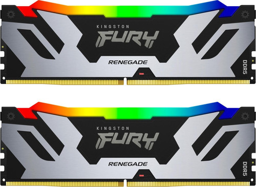 Купить Оперативная память Kingston FURY Renegade Silver RGB [KF580C38RSAK2-32] 32 ГБ в интернет-магазине DNS. Характеристики, цена Kingston FURY Renegade Silver RGB | 5436385.