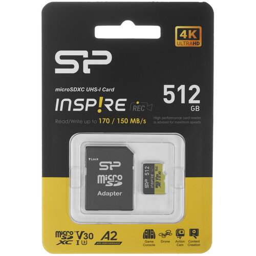 Купить Карта памяти Silicon Power Inspire microSDXC 512 ГБ [SP512GBSTXLA2V1N] в интернет-магазине DNS. Характеристики, цена  | 5640190.