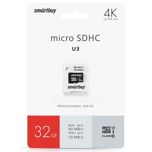 Купить Карта памяти Smartbuy microSDHC 32 ГБ [SB32GBSDCL10U3-01] в интернет-магазине DNS. Характеристики, цена  | 1240177.