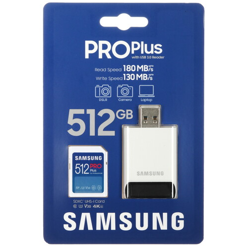 Купить Карта памяти Samsung PRO Plus SDXC 512 ГБ [MB-SD512SB/WW] в интернет-магазине DNS. Характеристики, цена  | 5464650.