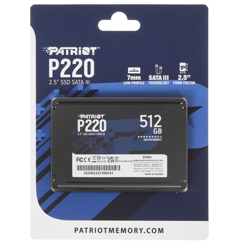 Купить 512 ГБ 2.5" SATA накопитель Patriot Memory P220 [P220S512G25] в интернет-магазине DNS. Характеристики, цена Patriot Memory P220 | 5446674.