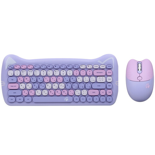 Купить Клавиатура+мышь беспроводная   DEXP Purple Kitten фиолетовый в интернет-магазине DNS. Характеристики, цена DEXP Purple Kitten | 5410033.