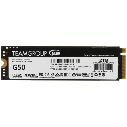 Купить 2000 ГБ M.2 NVMe накопитель TEAMGROUP T-FORCE G50 [TM8FFE002T0C129] в интернет-магазине DNS. Характеристики, цена TEAMGROUP T-FORCE G50 | 5457033.