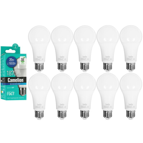 Купить Комплект светодиодных ламп Camelion LED E27/A65/20w/865 в интернет-магазине DNS. Характеристики, цена Camelion LED E27/A65/20w/865 | 5642989.