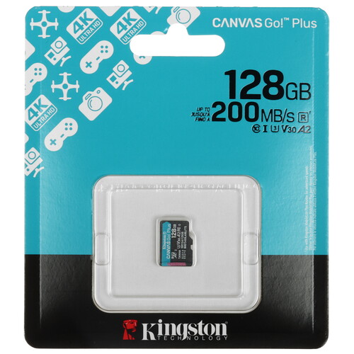 Купить Карта памяти Kingston Canvas Go! Plus microSDXC 128 ГБ [SDCG4/128GBSP] в интернет-магазине DNS. Характеристики, цена  | 5632475.