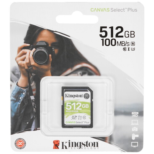 Купить Карта памяти Kingston Canvas Select Plus SDXC 512 ГБ [SDS2/512GB] в интернет-магазине DNS. Характеристики, цена  | 4716406.
