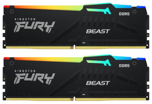 Купить Оперативная память Kingston FURY Beast Black RGB [KF556C36BBEAK2-32] 32 ГБ в интернет-магазине DNS. Характеристики, цена Kingston FURY Beast Black RGB | 5074988.
