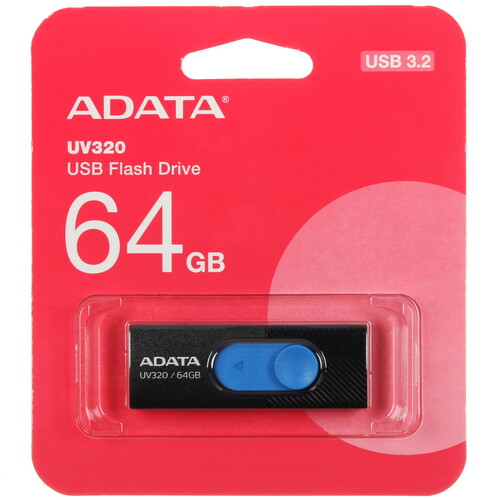 Купить Память USB Flash 64 ГБ A-Data UV320 [AUV320-64G-RBKBL] в интернет-магазине DNS. Характеристики, цена A-Data UV320 | 5450274.