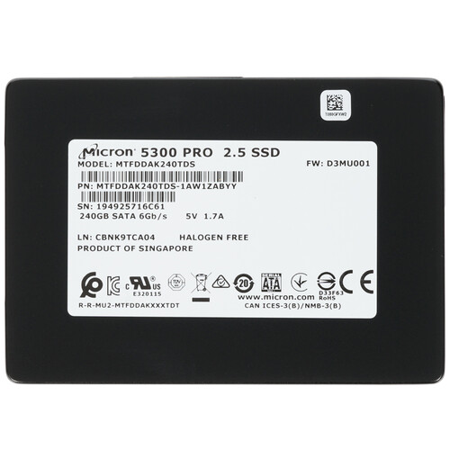 Купить 240 ГБ Серверный SSD Micron 5300 PRO [MTFDDAK240TDS-1AW1ZABYY] в интернет-магазине DNS. Характеристики, цена Micron 5300 PRO | 5073129.