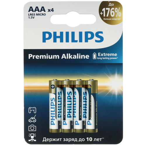 Купить Батарейка Philips LR03M4W/51 AAA (LR03/FR03) в интернет-магазине DNS. Характеристики, цена Philips LR03M4W/51 | 9238015.