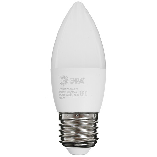 Купить Лампа светодиодная ЭРА LED E27/B35/7w/860 в интернет-магазине DNS. Характеристики, цена ЭРА LED E27/B35/7w/860 | 1361486.