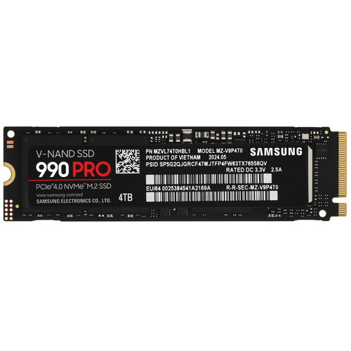 Купить 4000 ГБ M.2 NVMe накопитель Samsung 990 PRO [MZ-V9P4T0BW] в интернет-магазине DNS. Характеристики, цена Samsung 990 PRO | 5452734.