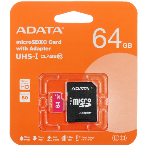 Купить Карта памяти ADATA Premier microSDXC 64 ГБ [AUSDX64GUICL10-RA1] в интернет-магазине DNS. Характеристики, цена  | 5449590.