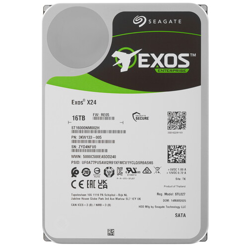 Купить 16 ТБ Жесткий диск Seagate Exos X24 [ST16000NM002H] в интернет-магазине DNS. Характеристики, цена Seagate Exos X24 | 5637925.