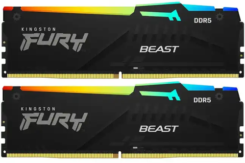 Купить Оперативная память Kingston FURY Beast Black RGB [KF560C30BBEAK2-32] 32 ГБ в интернет-магазине DNS. Характеристики, цена Kingston FURY Beast Black RGB | 5606235.