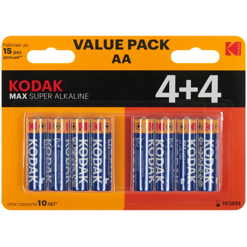 Купить Батарейка Kodak MAX SUPER AA (LR6/ER14505/FR6/R6P) в интернет-магазине DNS. Характеристики, цена Kodak MAX SUPER | 9253194.