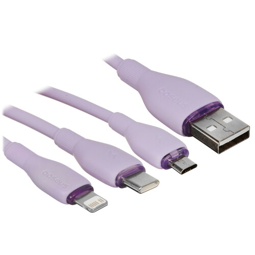 Купить Кабель Baseus Lightning 8-pin, micro USB-B, USB Type-C - USB Type-A фиолетовый 1.3 м в интернет-магазине DNS. Характеристики, цена Baseus Ultra-Fast | 5627515.