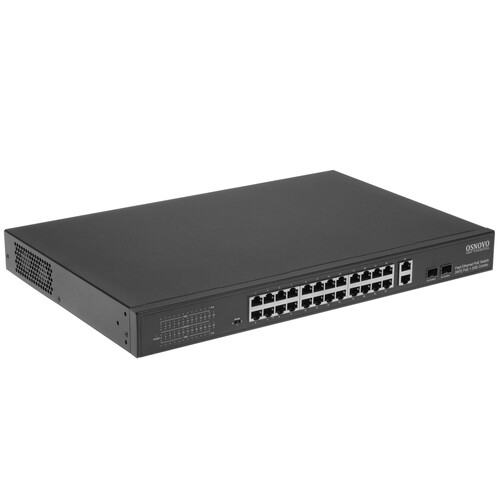 Купить OSNOVO SW-62422(400W) PoE коммутатор Fast Ethernet на 24 x RJ45 портов + 2 x GE Combo uplink порта. в интернет-магазине DNS. Характеристики, цена  | 8199065.
