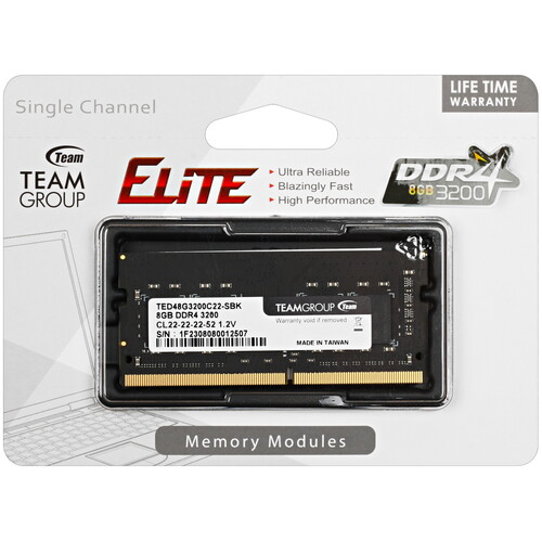 Купить Оперативная память SODIMM Team Group T-Force Elite [TED48G3200C22-S01] 8 ГБ в интернет-магазине DNS. Характеристики, цена Team Group T-Force Elite | 5051553.