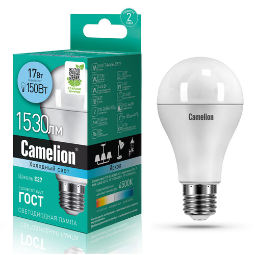 Купить Лампа светодиодная Camelion LED A65-17w-845-E27 в интернет-магазине DNS. Характеристики, цена Camelion LED A65-17w-845-E27 | 1109776.