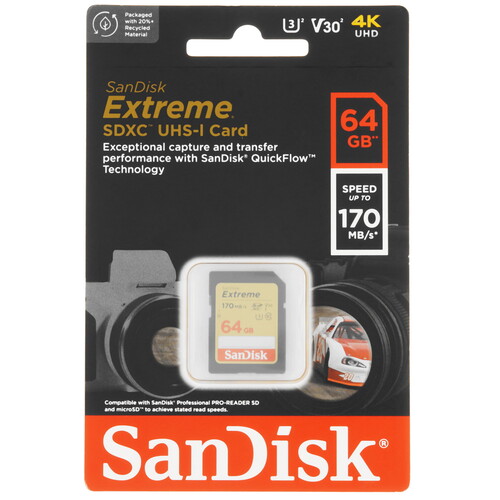 Купить Карта памяти SanDisk Extreme SDXC 64 ГБ [SDSDXV2-064G-GNCIN] в интернет-магазине DNS. Характеристики, цена  | 5470860.
